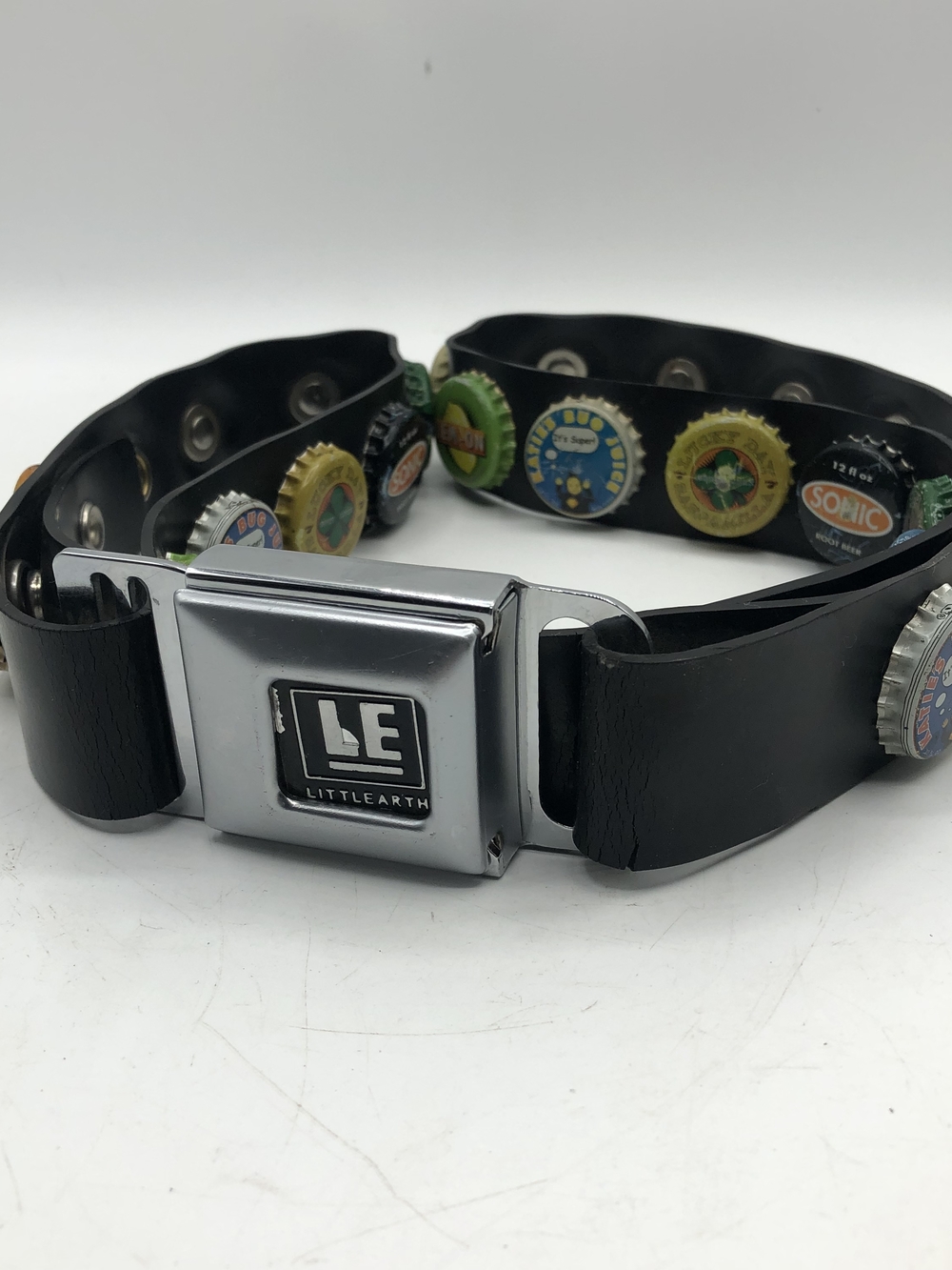 Little Earth Black Bottle Cap Accent Belt with Colorful Caps